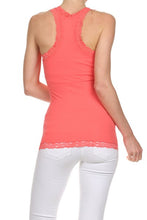 Load image into Gallery viewer, Seamless Racer Back Tank for Women V-Neck Camisole with 1" Lace Straps Soft Stretchy Nylon Spandex Layering Top One Size