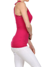 Load image into Gallery viewer, Seamless Racer Back Tank for Women V-Neck Camisole with 1" Lace Straps Soft Stretchy Nylon Spandex Layering Top One Size