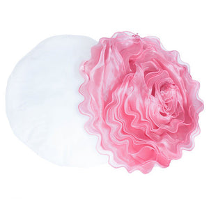 K-Cliffs Round 16" Ruffled Rose Decorative Throw Pillow Flower Shape Chiffon Couch Bed Sofa Cushion