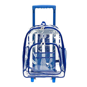 Rolling Clear Backpack Heavy Duty See Through Daypack School Bookbag with Wheels - k-cliffs