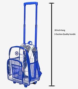 Rolling Clear Backpack Heavy Duty See Through Daypack School Bookbag with Wheels - k-cliffs