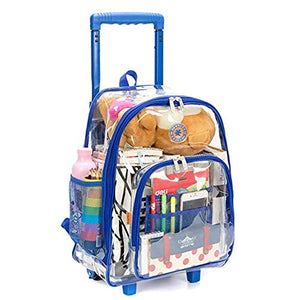 Rolling Clear Backpack Heavy Duty See Through Daypack School Bookbag with Wheels - k-cliffs