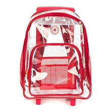 Load image into Gallery viewer, Rolling Clear Backpack Heavy Duty See Through Daypack School Bookbag with Wheels - k-cliffs