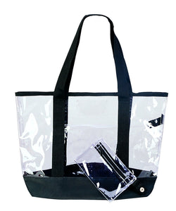 K-cliffs Clear Handbag Purse Organizer, Zippered PVC Bag, Black Trim, Unisex, Adult Unisex, Size: Large