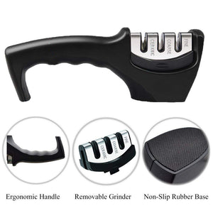 3 Stage Knife Ceramic Diamond Sharpener Tool for Straight and Serrated Knives - k-cliffs