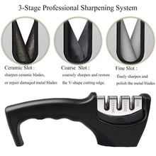 Load image into Gallery viewer, 3 Stage Knife Ceramic Diamond Sharpener Tool for Straight and Serrated Knives - k-cliffs