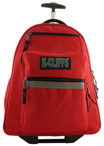 Rolling Backpack School Backpacks with Wheels Deluxe Trolley Book Bag Multiple Pockets - k-cliffs