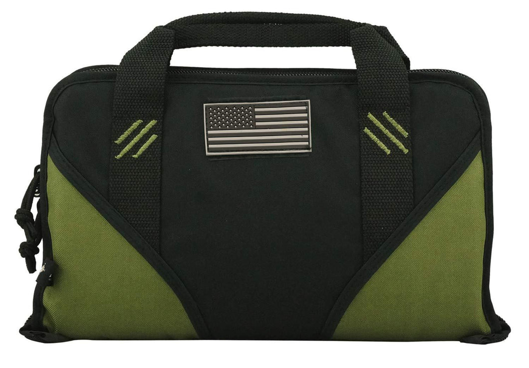 Pistol Case Handgun Storage Bag Memory Foam Lockable Glock Revolver Holster Holder Soft Hand Gun Cases with 6 Magazine Pockets Black Olive Green - k-cliffs