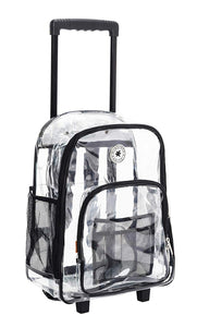 Rolling Clear Backpack Heavy Duty See Through Daypack School Bookbag with Wheels - k-cliffs