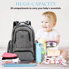 Load image into Gallery viewer, Water Resistant 26L Large Multifunction Baby Diaper Changing Bag Backpack for Moms &amp; Dads, Hidden Anti Theft Compartments - k-cliffs
