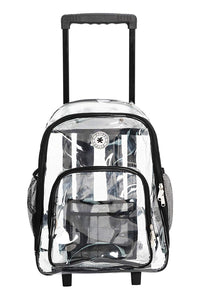 Rolling Clear Backpack Heavy Duty See Through Daypack School Bookbag with Wheels - k-cliffs