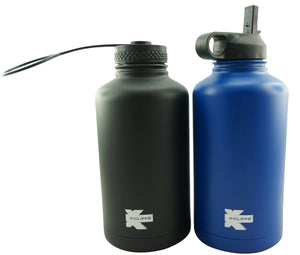 K-Cliffs Vacuum Insulated Sport Water Bottle Flask Double Wall Stainless Steel Sports Flasks BPA Free 3 Lids Included Straw Coffee Sport Cap Thermo Flasks - k-cliffs