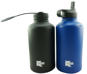 K-Cliffs Vacuum Insulated Sport Water Bottle Flask Double Wall Stainless Steel Sports Flasks BPA Free 3 Lids Included Straw Coffee Sport Cap Thermo Flasks - k-cliffs