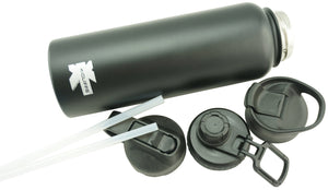 K-Cliffs Vacuum Insulated Sport Water Bottle Flask Double Wall Stainless Steel Sports Flasks BPA Free 3 Lids Included Straw Coffee Sport Cap Thermo Flasks - k-cliffs