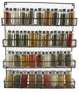4 Tier Rustic Brown Metal Wire Spice Rack Kitchen Wall Mount - k-cliffs
