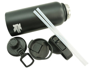 K-Cliffs Vacuum Insulated Sport Water Bottle Flask Double Wall Stainless Steel Sports Flasks BPA Free 3 Lids Included Straw Coffee Sport Cap Thermo Flasks - k-cliffs