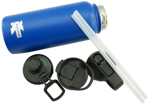 K-Cliffs Vacuum Insulated Sport Water Bottle Flask Double Wall Stainless Steel Sports Flasks BPA Free 3 Lids Included Straw Coffee Sport Cap Thermo Flasks - k-cliffs