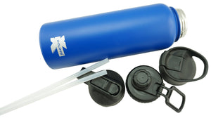 K-Cliffs Vacuum Insulated Sport Water Bottle Flask Double Wall Stainless Steel Sports Flasks BPA Free 3 Lids Included Straw Coffee Sport Cap Thermo Flasks - k-cliffs