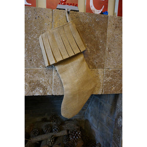 Holiday Décor Ruffle Burlap Jute Christmas Stocking, 19" Long