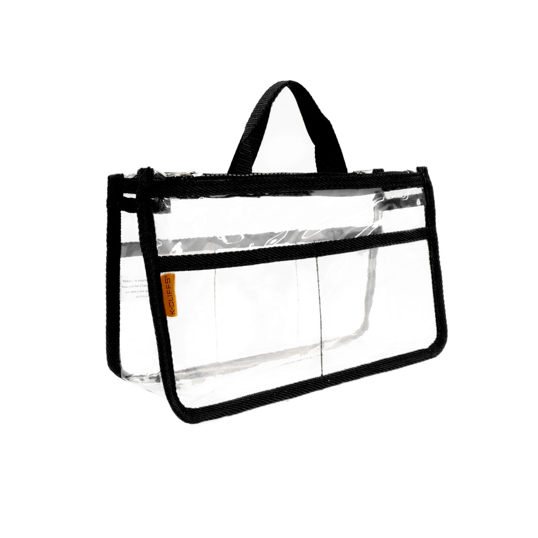 K-Cliffs Clear Cosmetic Purse/Make-up Organizer w/ 2 Zippered Compartments