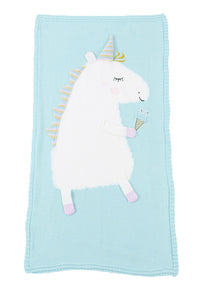 Unicorn Knit Cotton Crib Throw Blanket Cover Wrap