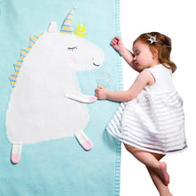 Load image into Gallery viewer, Unicorn Knit Cotton Crib Throw Blanket Cover Wrap