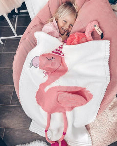 K-Cliffs 3D Flamingo Baby Knit Cotton Crib Throw Blanket Cover Wrap, Unisex