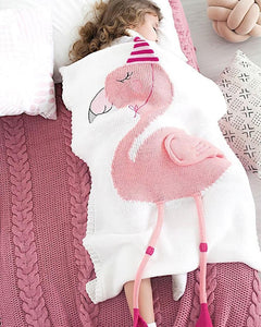 K-Cliffs 3D Flamingo Baby Knit Cotton Crib Throw Blanket Cover Wrap, Unisex