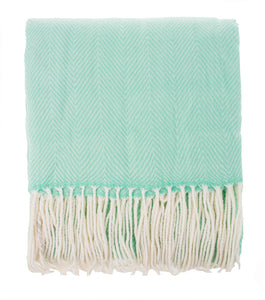 K-Cliffs - Herringbone Color Fringed Throw Blanket - 50"W x 60"L