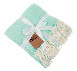 K-Cliffs - Herringbone Color Fringed Throw Blanket - 50"W x 60"L