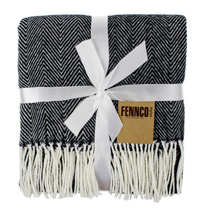 K-Cliffs - Herringbone Color Fringed Throw Blanket - 50"W x 60"L