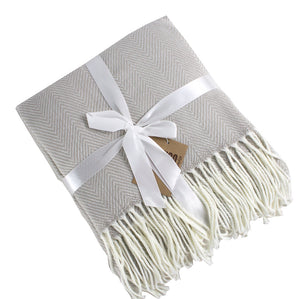 K-Cliffs - Herringbone Color Fringed Throw Blanket - 50"W x 60"L