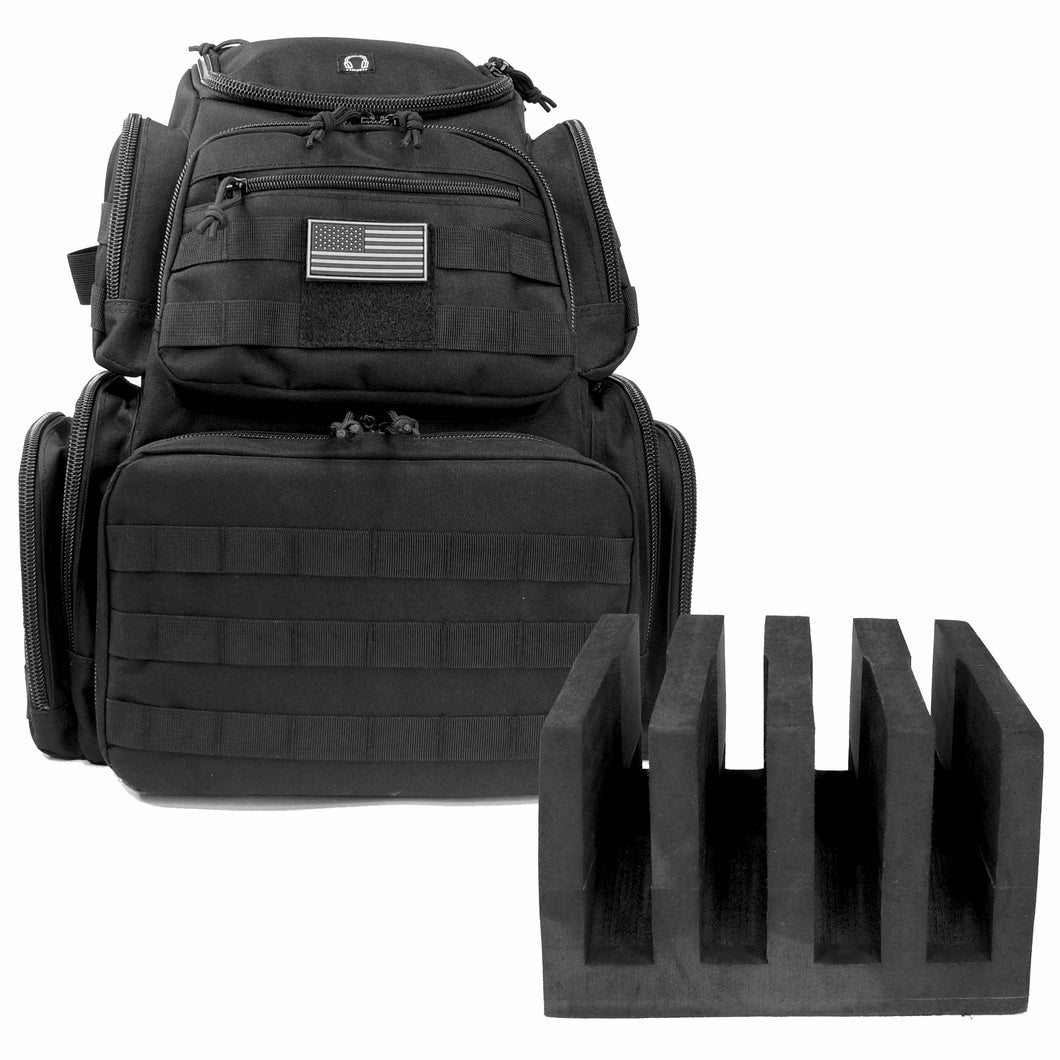 K-Cliffs Shooting Range Pistol Backpack can hold 4 Handguns Mag Storage w/EVA pistol cradle
