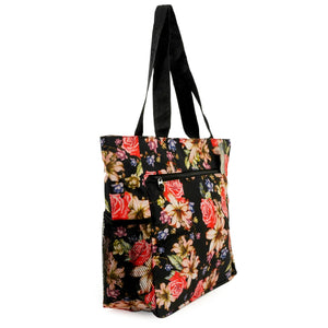 Large Print Patterned Tote Bag w/ Liner for the Beach, Groceries, & School