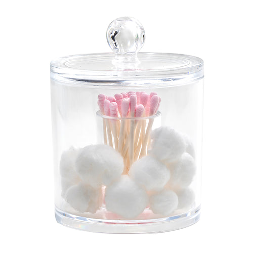 K-Cliffs Acrylic Round  Qtip, Cotton Ball Storage Jar