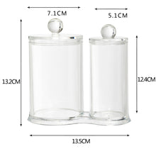Load image into Gallery viewer, K-Cliffs Acrylic Cotton Ball and Swab Holder/Attached Containers with Separate Lids