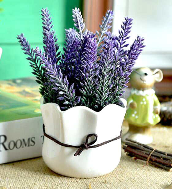 K-Cliffs Artificial Lavender Potted Purple Flowers in a  7.5