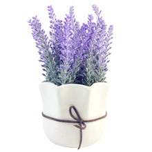 Load image into Gallery viewer, K-Cliffs Artificial Lavender Potted Purple Flowers in a  7.5&quot;  White Ceramic Pot
