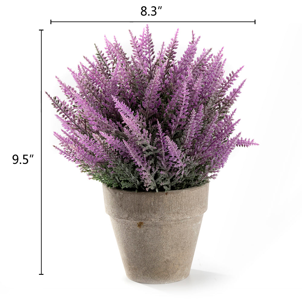 K-Cliffs Realistic Mini Plastic Artificial Flowers Provence Lavender Arrangements in Pot