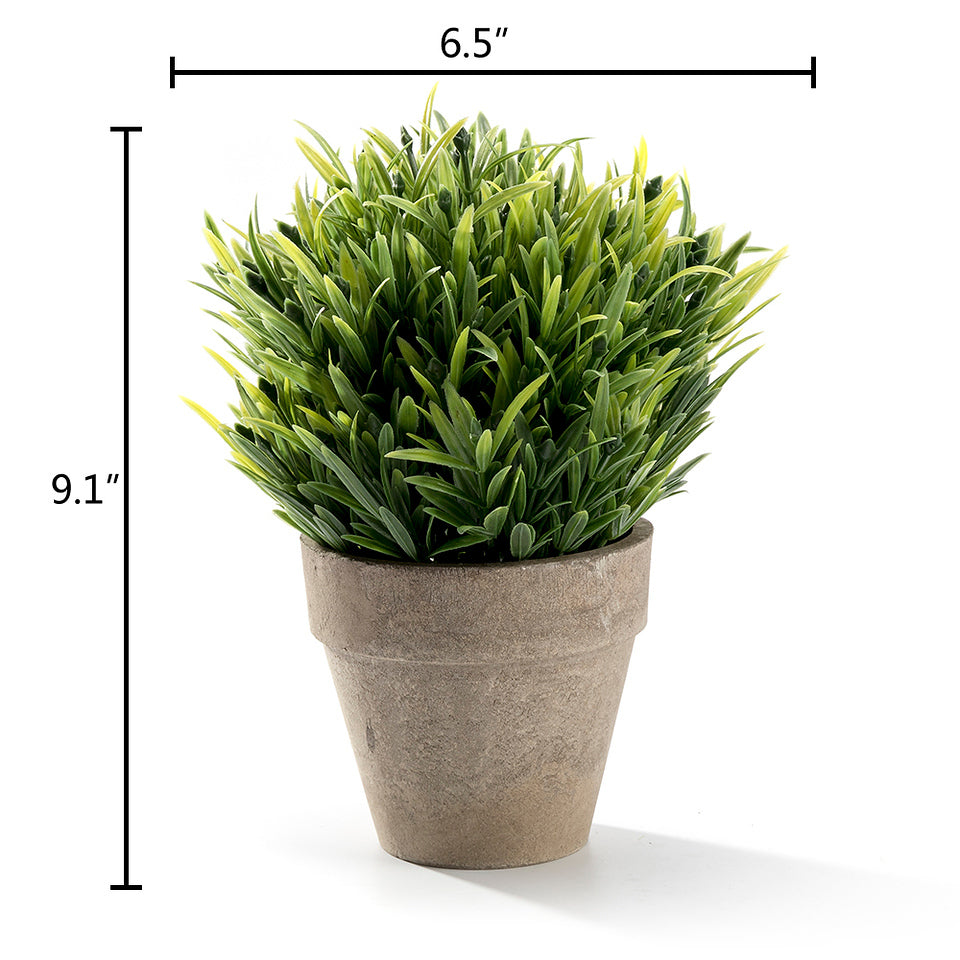 K-Cliffs Mini Realistic Plastic Faux Plant Fake Green Grass Tabletop Arrangement with pot