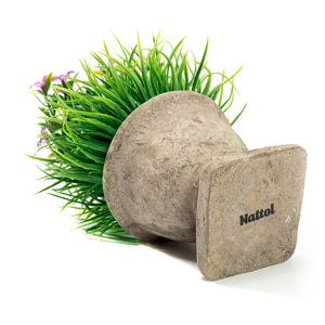 K-Cliffs Mini Lifelike Artificial Plant Fake Green Grass and Purple Flowers Arrangement in a Paper Pulp Pot