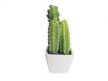 Load image into Gallery viewer, K-Cliffs Artificial Mini Succulent 3&quot; to 5&quot; Green Cactus Plants in White Ceramic Cube Shape Pot 4pcs Set