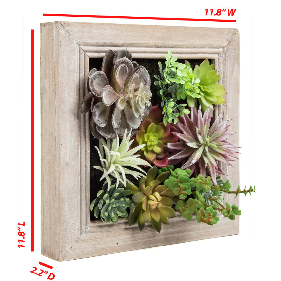 K-Cliffs Artificial Plants in a 3D Wall Hanging Solid Wooden Frame Decorative Wall Art