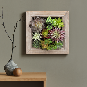 K-Cliffs Artificial Plants in a 3D Wall Hanging Solid Wooden Frame Decorative Wall Art
