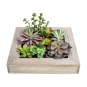 K-Cliffs Artificial Plants in a 3D Wall Hanging Solid Wooden Frame Decorative Wall Art