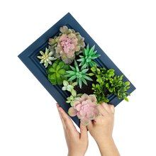 Load image into Gallery viewer, K-Cliffs Artificial Succulent Wall Art DIY Kit, Wood Frame with Realistic Faux Plant, Wall Hanging Botanical Decoration