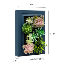 Load image into Gallery viewer, K-Cliffs Artificial Succulent Wall Art DIY Kit, Wood Frame with Realistic Faux Plant, Wall Hanging Botanical Decoration