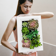 Load image into Gallery viewer, K-Cliffs Artificial Succulent Wall Art DIY Kit, Wood Frame with Realistic Faux Plant, Wall Hanging Botanical Decoration