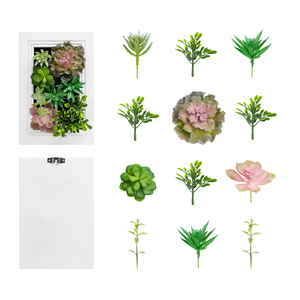 K-Cliffs DIY Kit Artificial Succulent Wall Art , Wood Frame with Realistic Faux Plant, Wall Hanging
