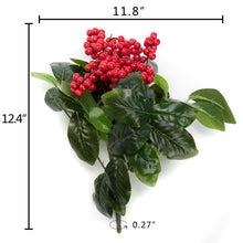 Load image into Gallery viewer, K-Cliffs Artificial Red Berries 3pcs Unpotted  Shrubs Fake Berry &amp; Green Leaves Bouquets
